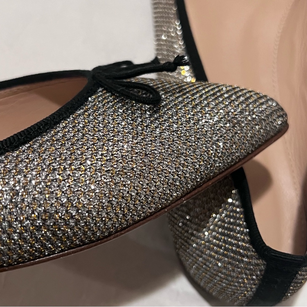J. Crew Gemma Glitter Flats Metallic Gold Silver Size 9.5 - Picture 10 of 11